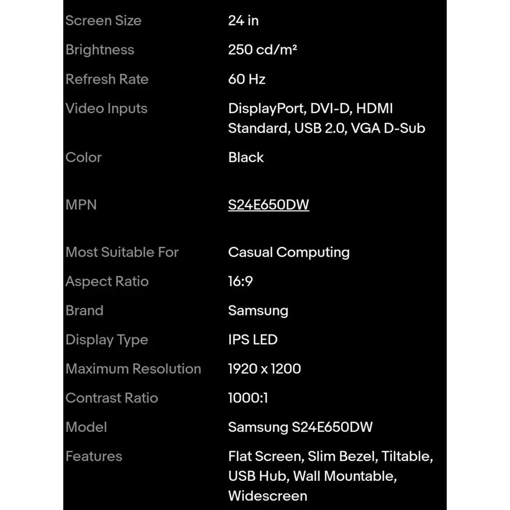 Samsung S24E650DW 24